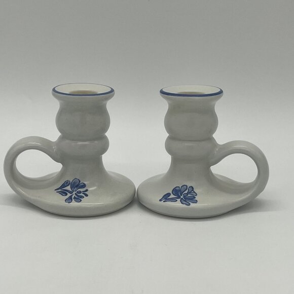 Set of 2 Vintage Pfaltzgraff Yorktowne Candle Holders with Handles - Picture 3 of 6